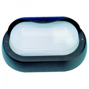 Aplique estanco oval de termoplástico y vidrio, orientación horizontal, 60W